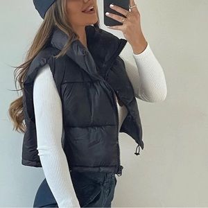 Cropped Black Puffer Vest